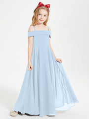Chic Junior Bridesmaid Dresses Off the Shoulder Sky Blue