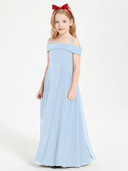 Chic Junior Bridesmaid Dresses Off the Shoulder Sky Blue