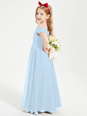 Chic Junior Bridesmaid Dresses Off the Shoulder Sky Blue