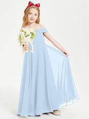 Chic Junior Bridesmaid Dresses Off the Shoulder Sky Blue