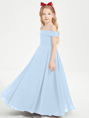 Chic Junior Bridesmaid Dresses Off the Shoulder Sky Blue