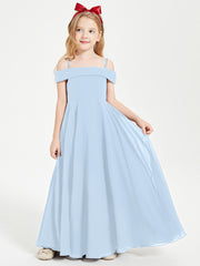Chic Junior Bridesmaid Dresses Off the Shoulder Sky Blue
