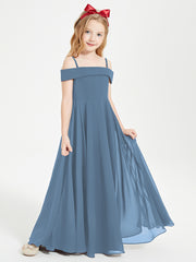 Chic Junior Bridesmaid Dresses Off the Shoulder Slate Blue