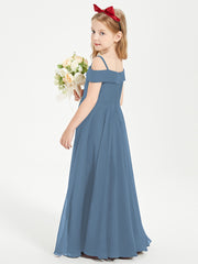 Chic Junior Bridesmaid Dresses Off the Shoulder Slate Blue