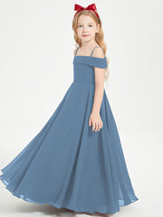 Chic Junior Bridesmaid Dresses Off the Shoulder Slate Blue