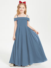 Chic Junior Bridesmaid Dresses Off the Shoulder Slate Blue