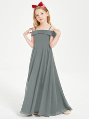 Chic Junior Bridesmaid Dresses Off the Shoulder Steel Grey