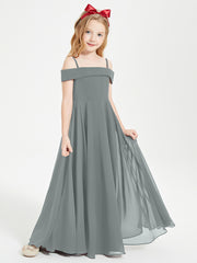 Chic Junior Bridesmaid Dresses Off the Shoulder Steel Grey