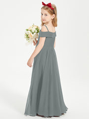 Chic Junior Bridesmaid Dresses Off the Shoulder Steel Grey