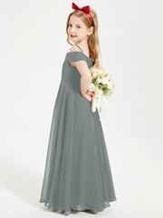 Chic Junior Bridesmaid Dresses Off the Shoulder Steel Grey