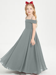 Chic Junior Bridesmaid Dresses Off the Shoulder Steel Grey