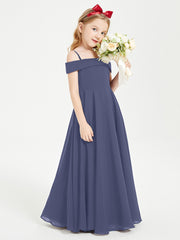 Chic Junior Bridesmaid Dresses Off the Shoulder Stormy
