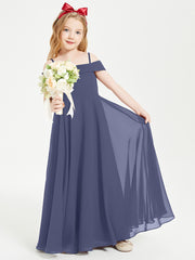 Chic Junior Bridesmaid Dresses Off the Shoulder Stormy