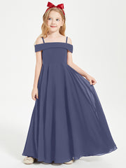 Chic Junior Bridesmaid Dresses Off the Shoulder Stormy