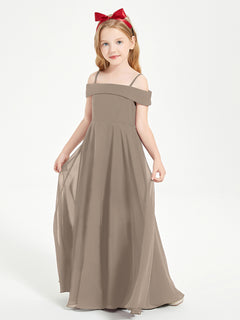 Chic Junior Bridesmaid Dresses Off the Shoulder Taupe