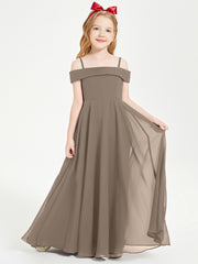 Chic Junior Bridesmaid Dresses Off the Shoulder Taupe