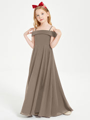 Chic Junior Bridesmaid Dresses Off the Shoulder Taupe