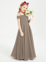 Chic Junior Bridesmaid Dresses Off the Shoulder Taupe