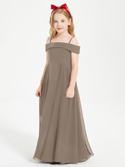 Chic Junior Bridesmaid Dresses Off the Shoulder Taupe