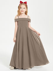 Chic Junior Bridesmaid Dresses Off the Shoulder Taupe