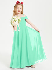 Chic Junior Bridesmaid Dresses Off the Shoulder Turquoise