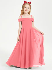 Chic Junior Bridesmaid Dresses Off the Shoulder Watermelon