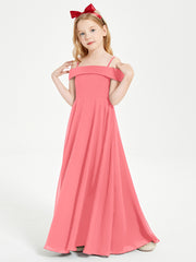 Chic Junior Bridesmaid Dresses Off the Shoulder Watermelon