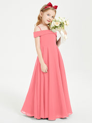 Chic Junior Bridesmaid Dresses Off the Shoulder Watermelon