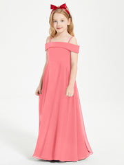 Chic Junior Bridesmaid Dresses Off the Shoulder Watermelon