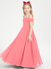 Chic Junior Bridesmaid Dresses Off the Shoulder Watermelon