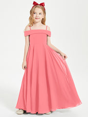 Chic Junior Bridesmaid Dresses Off the Shoulder Watermelon