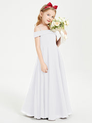 Chic Junior Bridesmaid Dresses Off the Shoulder White