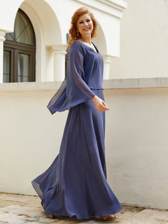 Gorgeous A-line Flutter Cape Sleeves Dress Orchid