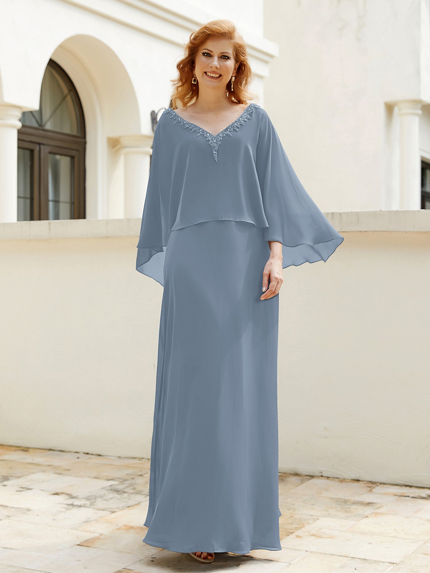 Dusty Blue Mother of the Bride Dresses BABARONI Dusty Blue Mother of the Bride Dresses BABARONI