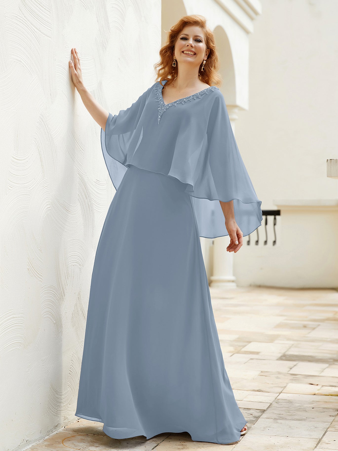 pale blue mother of the bride dresses ZAPAKA Women Queen Anne Dusty Dress Lace Appliqued A Line Long Sleeves Wedding Guest Dress, Grey Blue / US10 shoulder evening dress that is worn in a formal event where refinement and accuracy are the most important The 7 Best Light Blue