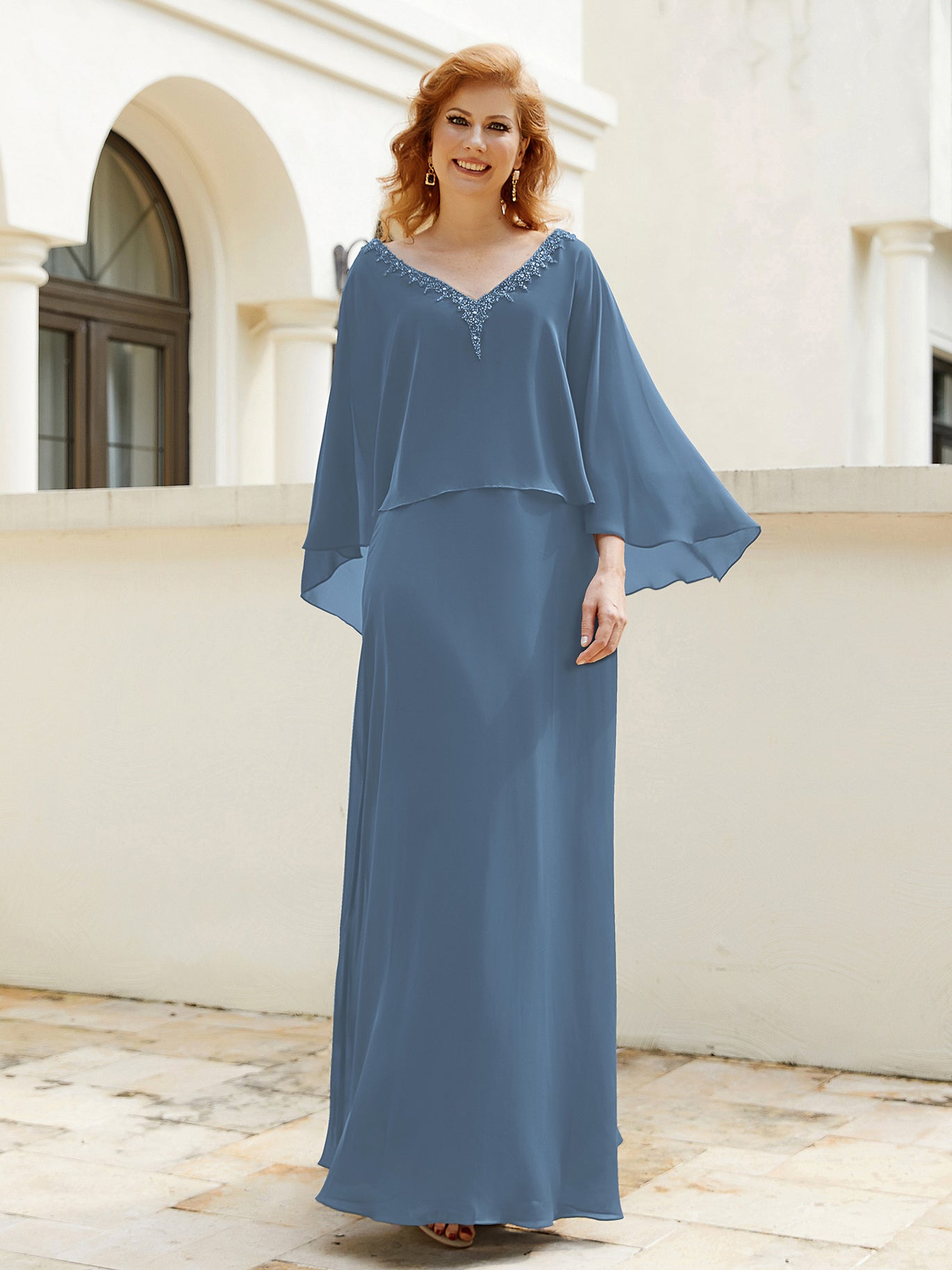 Slate Blue Mother of the Bride Dresses BABARONI Slate Blue Mother of the Bride Dresses BABARONI