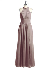 High Neck Full Length Dresses with Slit Dusk