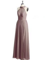 High Neck Full Length Dresses with Slit Dusk