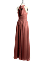High Neck Full Length Dresses with Slit Terracotta