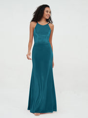 Scoop Neck Velvet Dresses with Sweep Train Ink Blue Plus Size