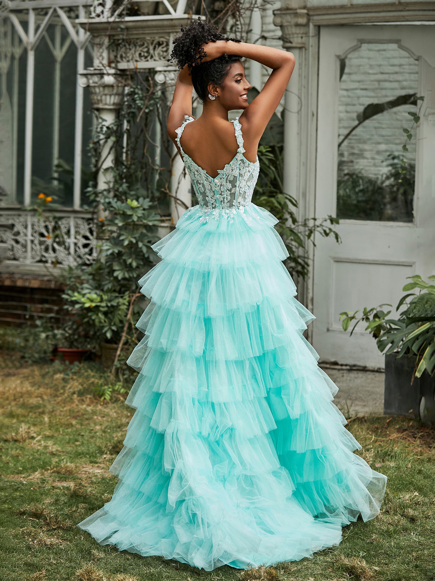 BABARONI Tulle Turquoise Prom Dresses A-line Sweetheart Spaghetti