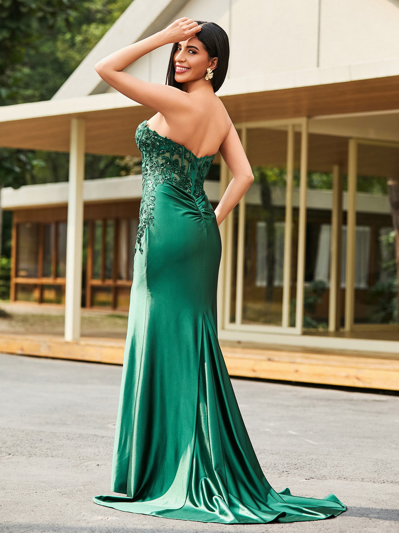 bellini bridesmaid dress Satin Bridesmaid Dress Prom Dress Champagne L Billie Champagne by Grace Loves Lace main image 0