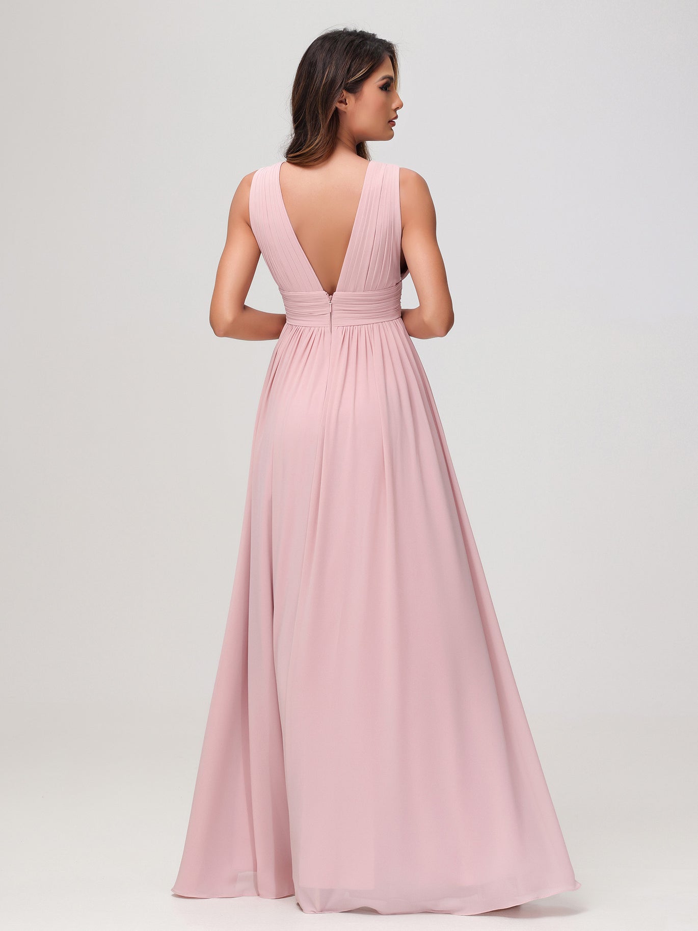 junior bridesmaid boho dresses Wedtrend Women A Line Light Pink Floor Length Lace and Chiffon Junior  Bridesmaid Dress Wedding Guest Party – WEDTREND main image 1