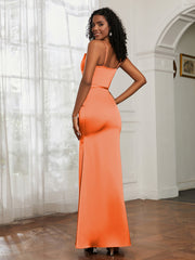 Cowl Neck Mermaid Dress With Sash Burnt Orange