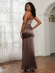 Cowl Neck Mermaid Dress With Sash Chocolate Plus Size