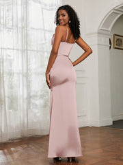 Cowl Neck Mermaid Dress With Sash Dusty Rose