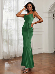 Cowl Neck Mermaid Dress With Sash Emerald Plus Size