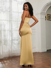 Cowl Neck Mermaid Dress With Sash Gold