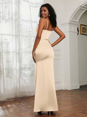 Cowl Neck Mermaid Dress With Sash Peach Plus Size