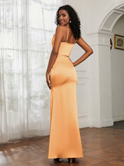 Cowl Neck Mermaid Dress With Sash Tangerine